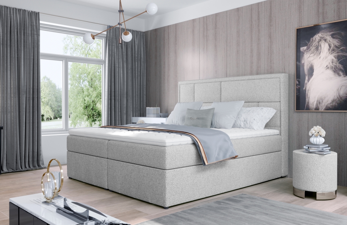 Boxspring BARBARIO 07 160x200, světle šedá látka