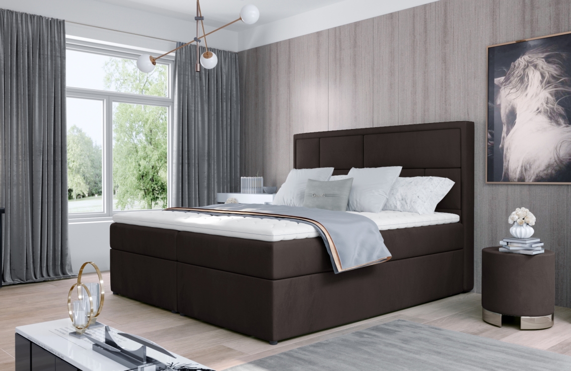 Boxspring BARBARIO 11 160x200, tmavě hnědá látka