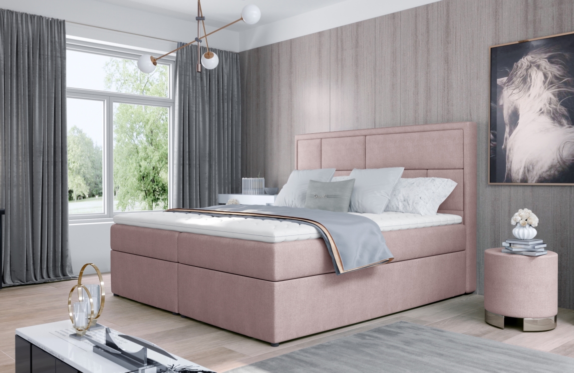 Boxspring BARBARIO 22 180x200, růžová látka