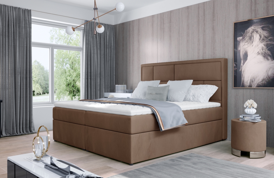 Boxspring BARBARIO 10 180x200, světle hnědá látka