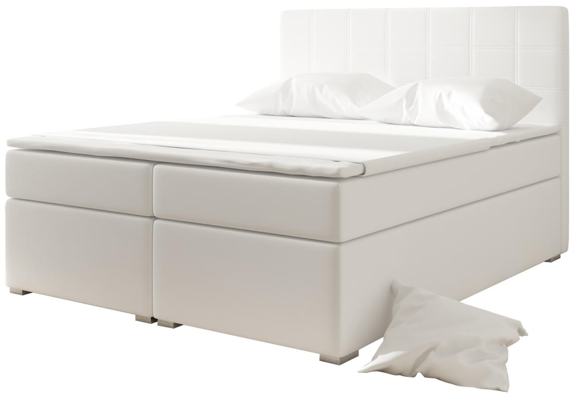 Boxspring HIRSUTA 06 180x200, bílá ekokůže