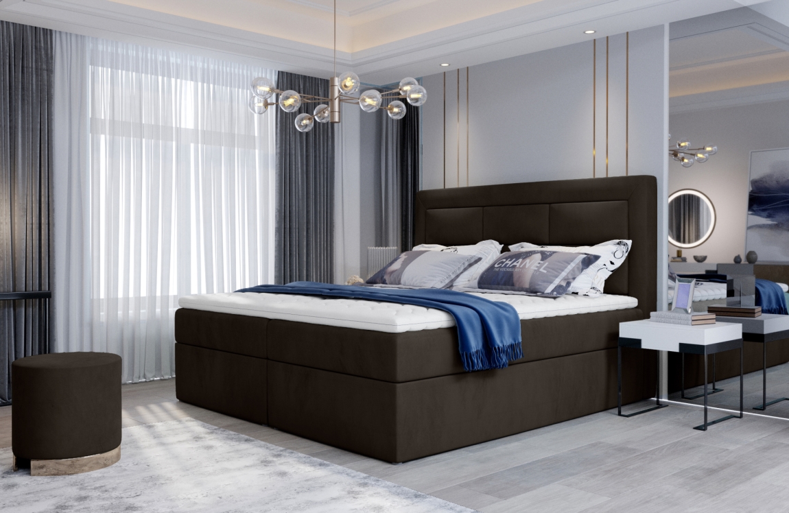 Boxspring KORBELA 11 140x200, tmavě hnědá látka