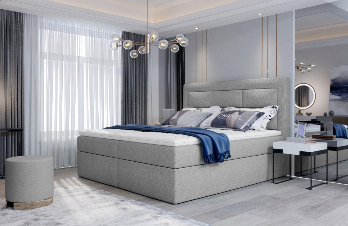 Boxspring KORBELA 07 160x200, světle šedá látka