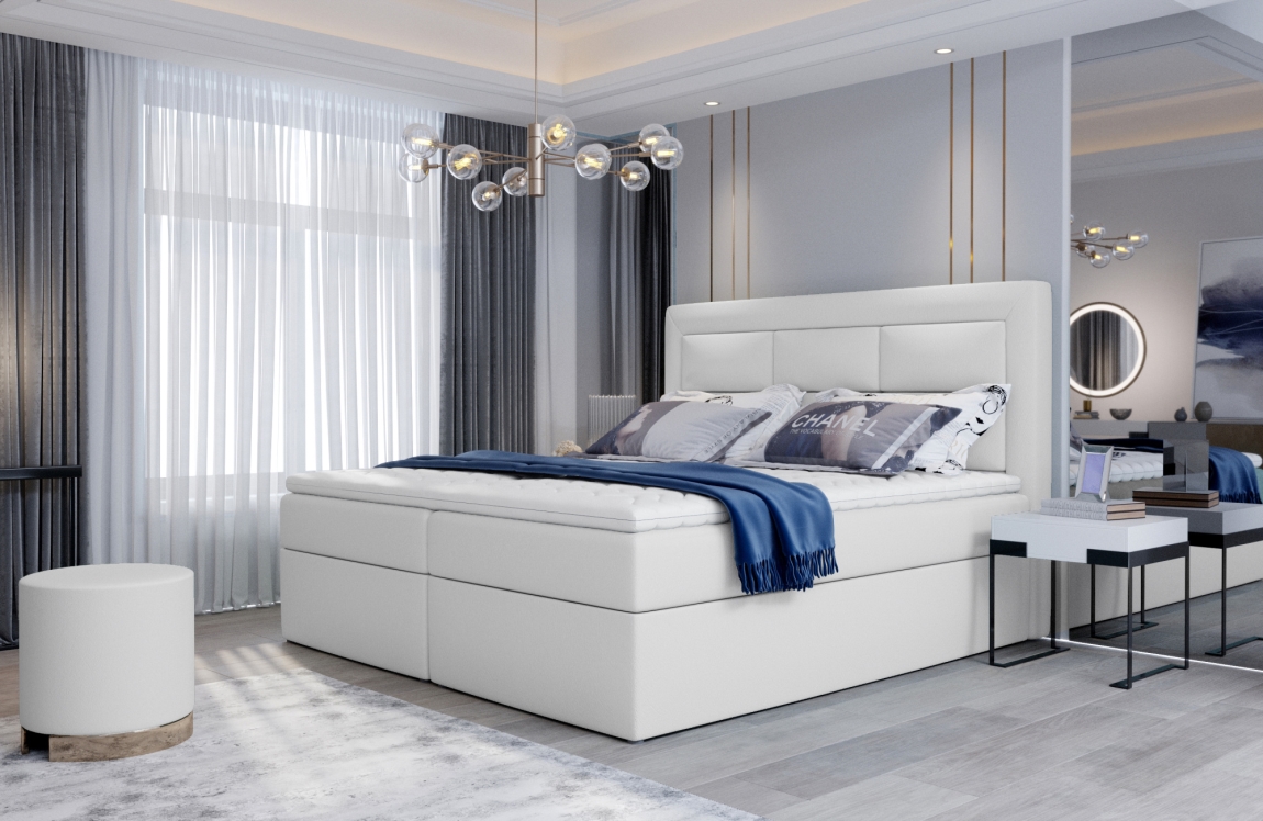 Boxspring KORBELA 23 180x200, bílá ekokůže