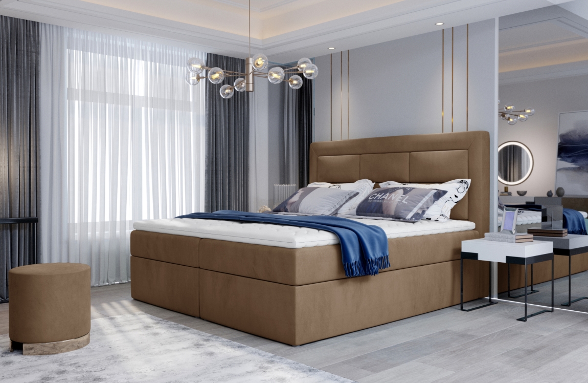 Boxspring KORBELA 10 180x200, světle hnědá látka