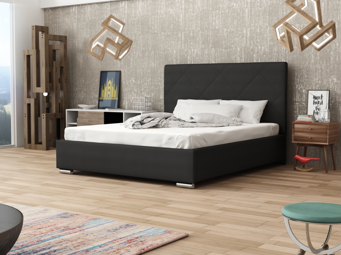 Čalouněná postel DANGELO 5 180x200 cm, černá látka