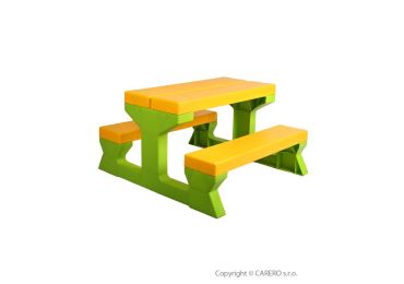 Dětský zahradní nábytek TAIGA - stůl a lavičky, žlutá/zelená