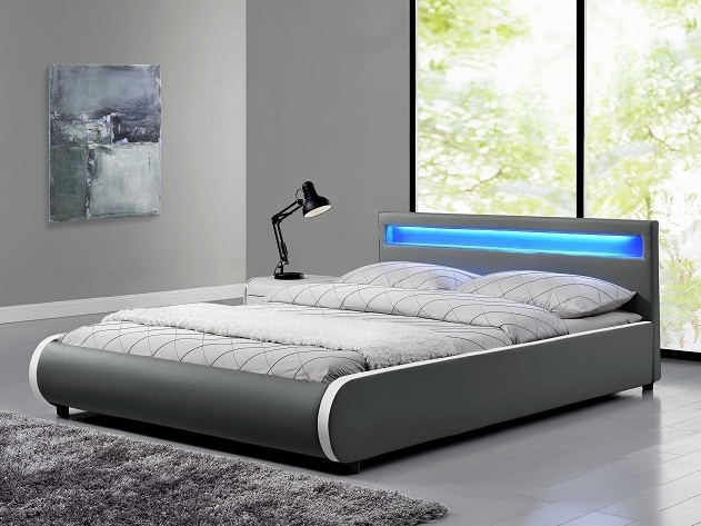EULEM čalouněná postel s roštem 160x200 cm, šedá