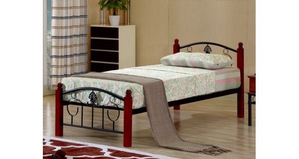 FIBIOUS kovová postel s roštem 90x200 cm, dub