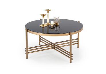Kulatý konferenční stolek GILAVIA, černá/zlatá