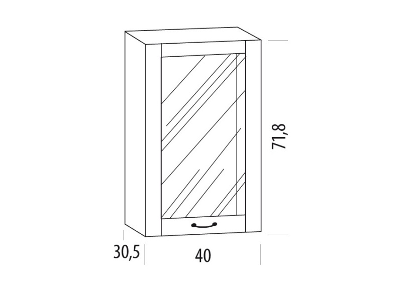 SNOW, horní skříňka prosklená 40BB, korpus bílý, dvířka bílé MDF