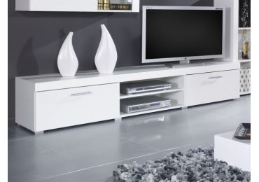 Televizní stolek KAIDEN, bílá/bílý lesk Z EXPOZICE PRODEJNY, II. jakost